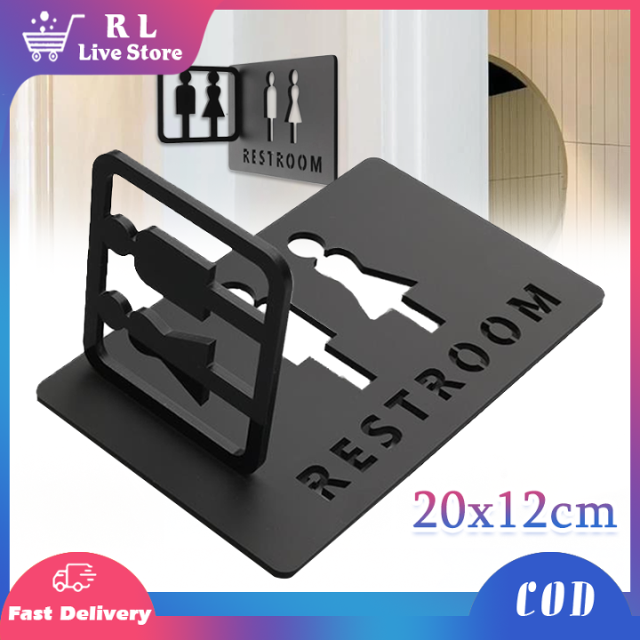 3D Restroom Sign Toilet Door Signs Reminder WC Washroom Signage ...