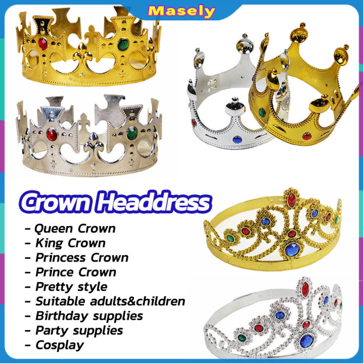 Masely Crown Headdress Princess Crown King Crown Cosplay Prince Queen ...