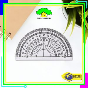 MI-A108 Busur Derajat Plastik Transparan Plastic Protractor 180 Derajat / Penggaris 180 Half Circle