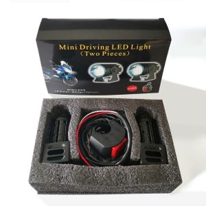 Motorcycle Headlight Mini Driving Light LED Spotlight Waterproof High & Low Yellow/White Discolor