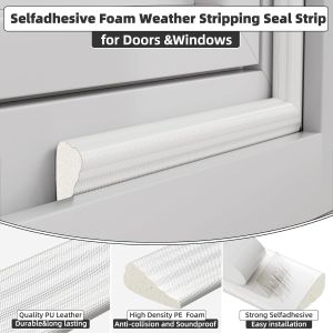 Sliding Door Window Sealing Strip Nylon Cloth Foam Rubber Seal Self Adhesive Soundproof Windproof Weather Stripping for Door & Window