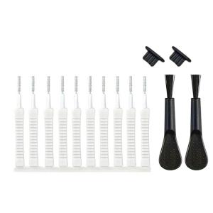 Stylish Black and White Mobile Phone Charging Port Cleaner Kit Dust Removal Brush for Maintaining Device Performances