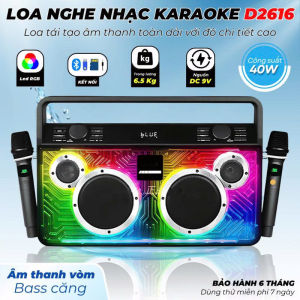 Loa kéo D2616 công suất 40W 2 bass 15cm 3 treble micro sạc type C kết nối BT USB TF AUX 6LY thiết kế nhỏ gọn
