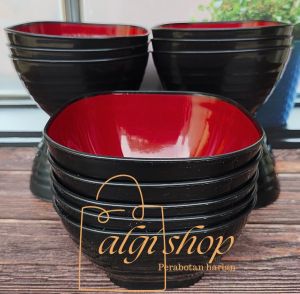 6Pcs Promo Gratis sendok Mangkuk Kotak ramen hitam merah