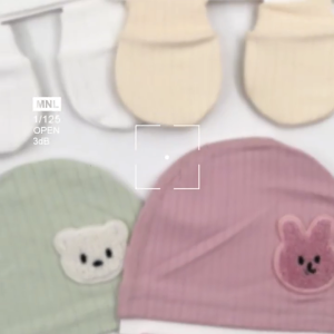 Skin Friendly Newborns Mittens & Matching Pullover Hat Baby Turban Caps Cotton Comfortable Gloves for First Months