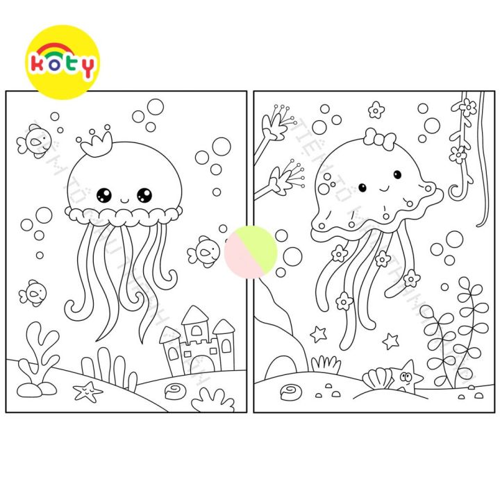 Tô màu spongebob và con sứa - Trang Tô Màu Cho Bé