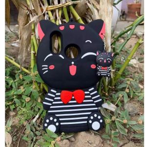 Black Lucky cat Cartoon Silicon case Huawei Y6S Y6P Y9S Y6Pro Y9 Realme C11 C20 C21 C21Y C25Y C35