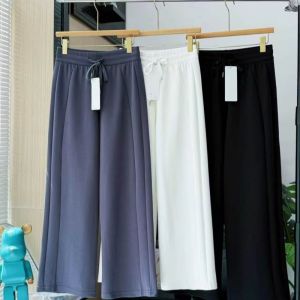 alo Tide O High-waisted straight-leg wide-leg sweatpants with drawstring loose-fitting casual athletic pants solid color yoga pants floor-length