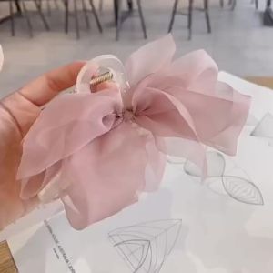 Hair Clip Mesh Bow Grab Clip on Escape Princess Korean Hair Clip Female Hair Shark Clip