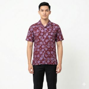 Exclusive Batik Summer Shirt (S Size) - 100% Handmade Genuine Batik - Floral Batik