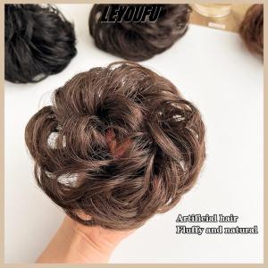 LEYOUFU Synthetic Hair Bun Wig Ladies Ponytail Hair Extension Scrunchie Elastic Meatball Head Hairpieces Scrunchie Wrap Natural Realism