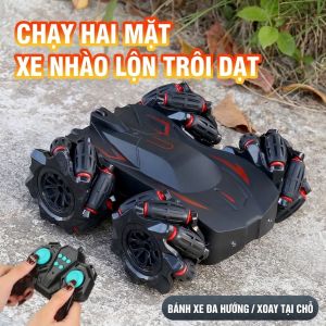 Xe Điều Khiển Từ Xa Drift Địa Hình 360° - Bánh Mecanum Lật 2 Mặt Xoay 360 Đèn LED Sạc USB