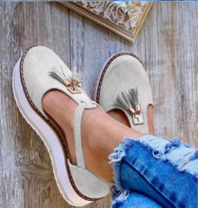 [Free Shipping] 20 Large-Size Single-Strap Sandals With Tassel Buckles Red Womens Sandals In Stock Womens Flat Shoes