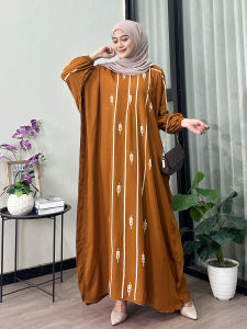 Gamis Kaftan Jumbo Resleting Busui Friendly LD 140 Cm Baju Muslimah