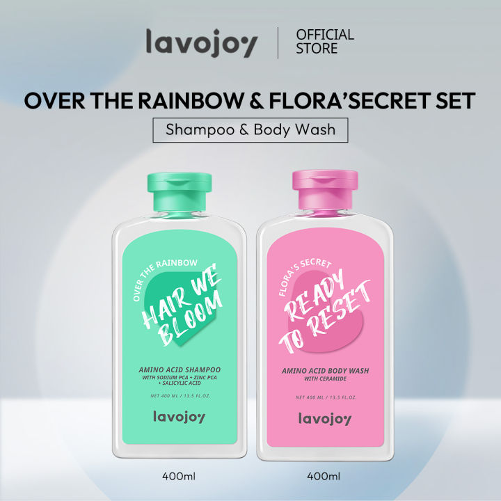 [Bundle] lavojoy Over The Rainbow Shampoo 400ml + Flora's Secret Body Wash 400ml | Repair Damage Hair | Moisturize & Smoothens