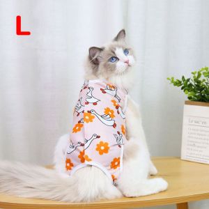 FEELDG Phim hoạt hình Quần áo triệt sản cho mèo In ấn Thoáng khí Quần áo chống liếm  Chống trầy xước Bộ đồ tập ăn dặm