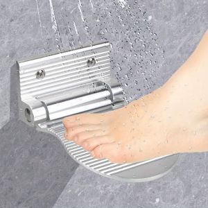 YANGS Foldable Shower Foot Rest Wall Mounted Aluminum Alloy Bathroom Footrest Stable Rust-proof Bathroom Pedals Bathroom