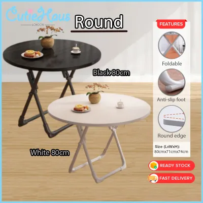 Cutiehaus 70cm/80cm Household Simple Small Folding Table Portable Small Stall Round and Square Table Meja Lipat Kecil