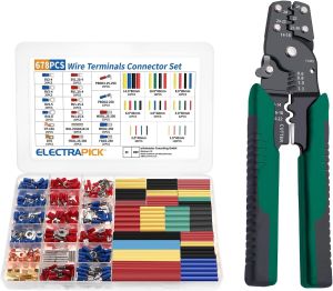 Set Skun Terminal Gepeng Insulated Connector Male Female Tang Crimping Pengupas Kabel untuk Kabel Tipis 28-10 AWG AWG 22-16 Alat Penjepit Praktis