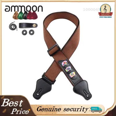 Guitar Cotton Strap Folk Guitar Electric Guitar Pure Cotton Strap with Scroll Belt 5 Paddles and 2 Rubber Strap Buckles