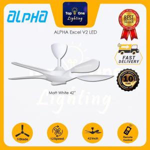 Alpha Alkova EXCEL V2 56" 42" Ceiling Fan DC Motor 5 Blade With Remote Designer Fan Kipas Angin siling 家用风扇 Black WHITE