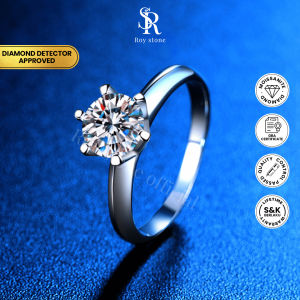 RoyStone - Cincin Wanita Moissanite Sertifikat GRA Original Lapis Emas - Chrysan Ring