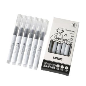 6 Pcs Gel Ink Pen Neutral Pen Signing Pen Black Ink Gel Pen Set 0.5mm Writing Pen Straight Liquid Pen
