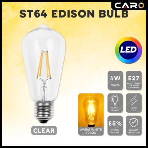 LED EDISON BULB ST64 G95 40W FILAMENT 4W E27 BULB RETRO VINTAGE LIGHT BULB MENTOL LAMPU DESIGNER DESIGN
