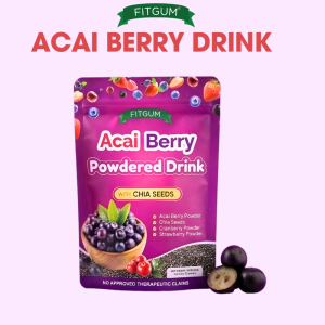 Fitgum Acai Berry Drink With Chia Seeds Glutathione Collagen Beauty Drink Anti-aging Whitening Skin