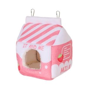 IPIE2 Plush Hamster Cotton Nest Thickened Warm Hamster Hiding House Cute Milk Battle Shape Hanging Pet Hammock Winter Season