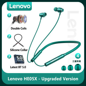 Lenovo HE05X HE05 PRO HIFI Stereo Sound Earphone Bluetooth 5.0 Wireless Headset Magnetic Neckband Headphone IPX5 Waterproof Sport Earbuds with Noise Canceling Mic