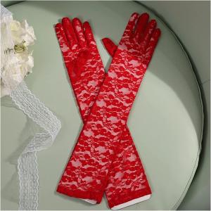 SALANGHANDA Ladies party accessories Pink bridesmaids gloves Lace bridal gloves Red and white cotton long wedding gloves for women