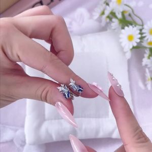 Original 925 Sterling Silver Blue Zirconium Butterfly Earrings Colored Hoop Earrings Women Female Party Fine Earring Jewelry