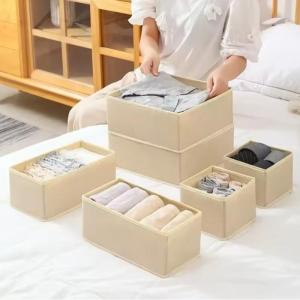 TMS - Kotak Penyimpanan Pakaian Dalam Isi 6 pcs Storage Box Organizer Kain Sekat Laci Lemari 6 IN 1