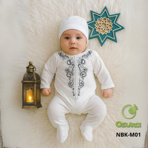 Baju Koko Bayi Newborn Jumper Koko Bayi Baru Lahir Set Peci Ozuka 0-1 Bulan Bahan Kaos Katun 100% Adem