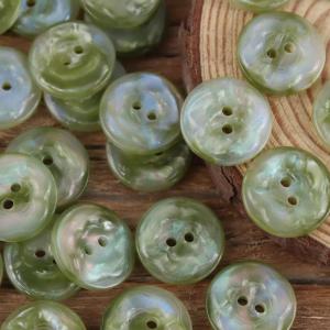 10pcs Set Vibrant Floral Resin Buttons 11.5/15/20mm 2-Hole Pearlescent Round Buttons for Shirt Sweater Dress Decor (Green/Pink)