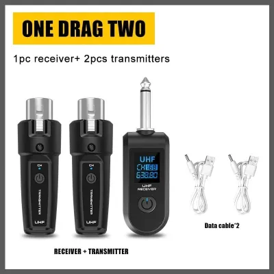 UHF Wireless System Transmitter Receiver Adapter Jack Gitar Bass Elektrik Audio Mixer PA System