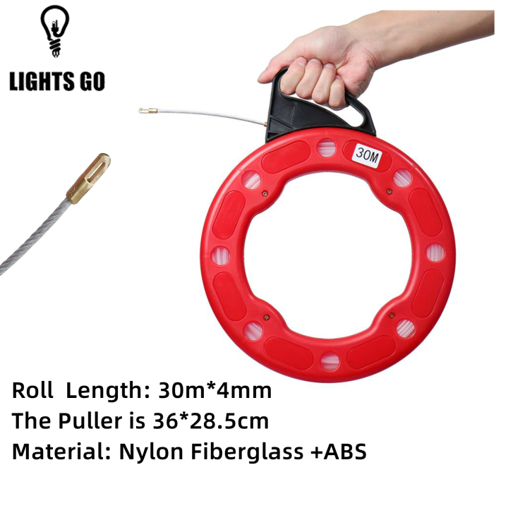 30M*4mm】1PC Fiberglass Fish Tape Reel Puller Conductive Electrical Cable  Puller with Impact Case Electric or Communication Wire Puller Use for  Drywall Ceiling Under Rug Conduit or Pipe Steel Fish Tape Push Pull