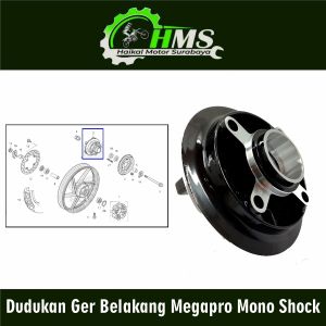 Dudukan Ger Belakang Megapro Mono Shock - Pangkon Bracket Breket Nap Naf Gear Gir Belakang Rear Honda Mega Pro Monoskok Sok Shockbreaker Verza Versa