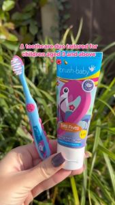 BrushBaby FlossBrush (3-6 Years) (2 Pack) - Fun Ideal Learner Toothbrush Small Brush Head