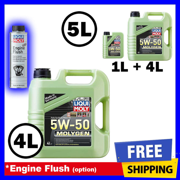 Liqui Moly Fully Synthetic Molygen 5W-50 Engine Oil (5W50 4L/1L+4L)+Oil ...