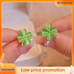 ✨QK shop✨ Fashion Elegant Luxurious Four Leaf Clover Opal Stud Earrings For Women Jewelry Party Accessries Gifts