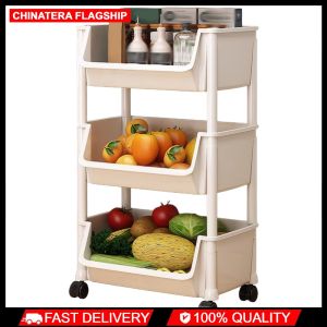 Multi-Tier Snacks Trolley Mobile Plastic Cart Organizer for Kitchen Bathroom Living Room Office