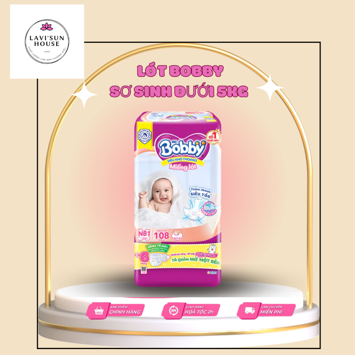 Miếng lót sơ sinh bobby newborn1 108 miếng tặng 6m tã quần sơ sinh,tã lót cho bé nb2 60 miếng cho bé &gt;1 tháng tuổi