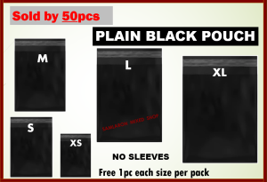 Set of 50pcs PLAIN BLACK Packaging Pouch NO SLEEVES XS Small Medium Large XL & XXL Size Courier Black Pouch