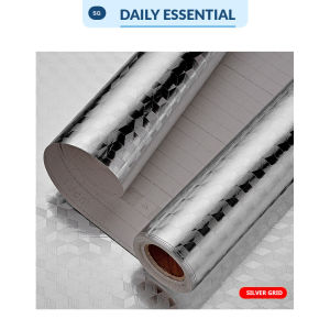 【DAILY ESSENTIAL】 Oil-Proof Kitchen Self-Adhesive Aluminum Foil Heat-Resistant Wall & Cabinet Protector