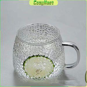 C.N. 400ml Textured Coffee Mug with Handle Hot and Cold Beverage Drinking Glass Tea Cup