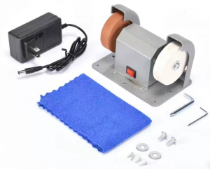 Máy mài 2 đá mini để bàn màu đen hoặc xám có vỏ che