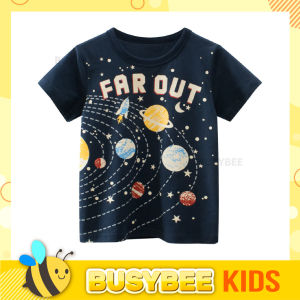 Kids Children T-shirt for 1-10 years old boys girls Short sleeve with space graphic printed / Baju kanak-kanak budak lelaki perempuan umur 1-10 dengan cetakan bertema angkasa