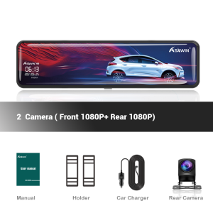 1080P Front And Rear Rear View 11 in Mirror Dashcam Asawin H9-ST For Car Dvr 24H Park Mode Touch IPS Night Vision